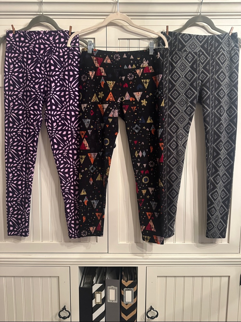 LuLaRoe Bundle - Geometric Triangle Print Leggings with Multicolor Accents
